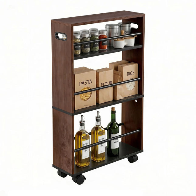 Niche-trolley, 4 planken, zwart, 80x15x45 cm