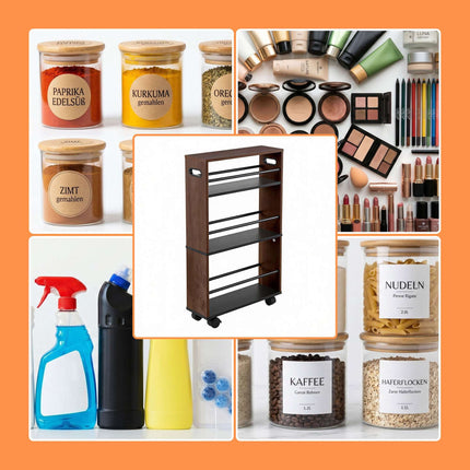 Niche Trolley, 4 Shelves, Black, 80x15x45 cm