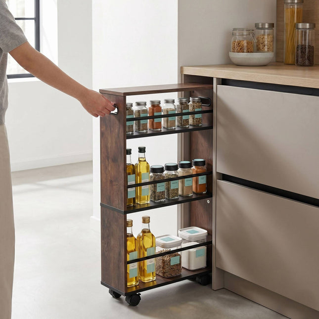 Niche-trolley, 4 planken, zwart, 80x15x45 cm