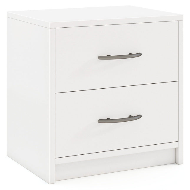 Nightstand with 2 Drawers – White, Compact Bedside Table