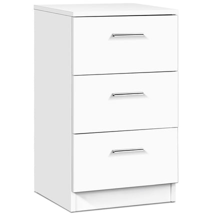 Nightstand with 3 Drawers, Chipboard, 38x67x35cm, White/Black