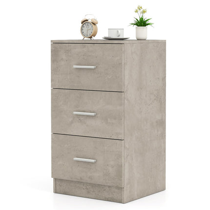 Nightstand with 3 Drawers, High Gloss, 37x34x66.5 cm, Cement Gray