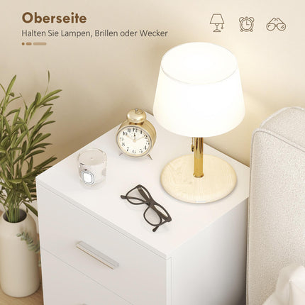 Nightstand with 3 Drawers, MDF, White, 40x35x60 cm