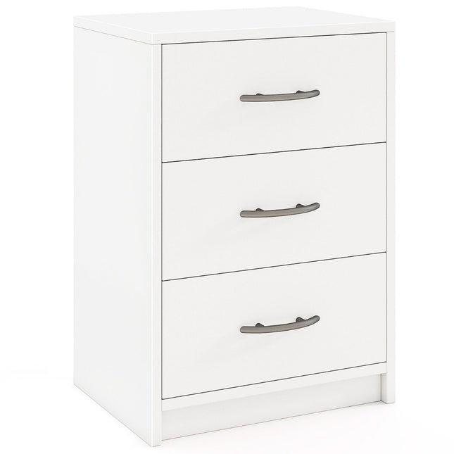 Nightstand with 3 Drawers, White, 38.5 x 28 x 54 cm