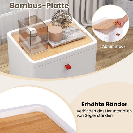 Nightstand with 4 drawers bedside table chest of drawers with removable organizer tray white 42 x 32 x 81.5 cm