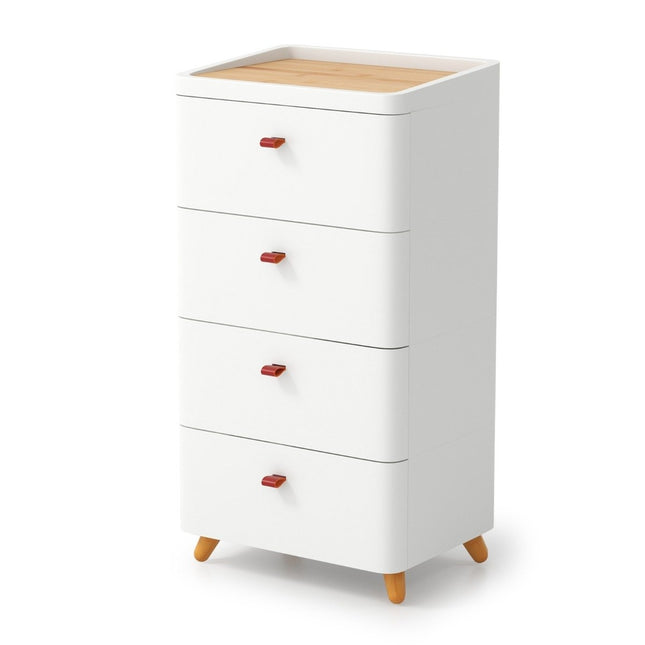 Nightstand with 4 drawers bedside table chest of drawers with removable organizer tray white 42 x 32 x 81.5 cm