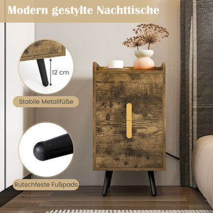 Nightstand with Charging Station, 2 Drawers, USB Ports, 40x32x60 cm