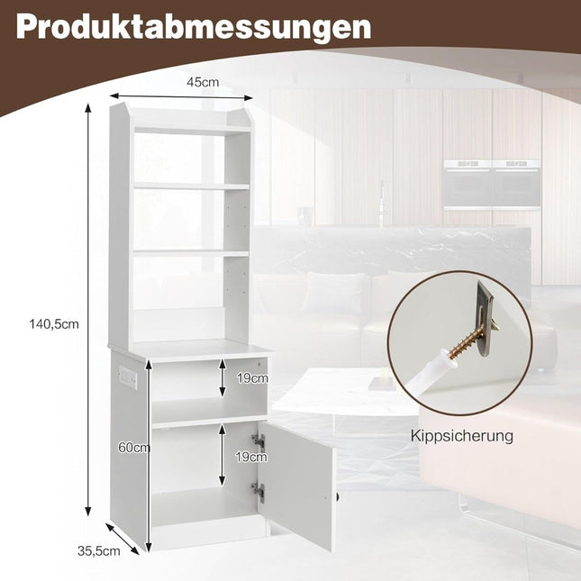 Nachtkastje met oplaadstation - 3 planken, 2-traps kast, wit