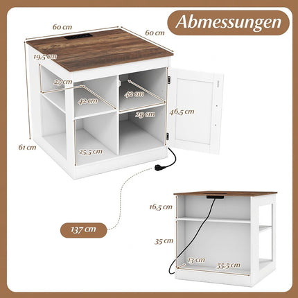 Nightstand with Charging Station and Adjustable Shelves