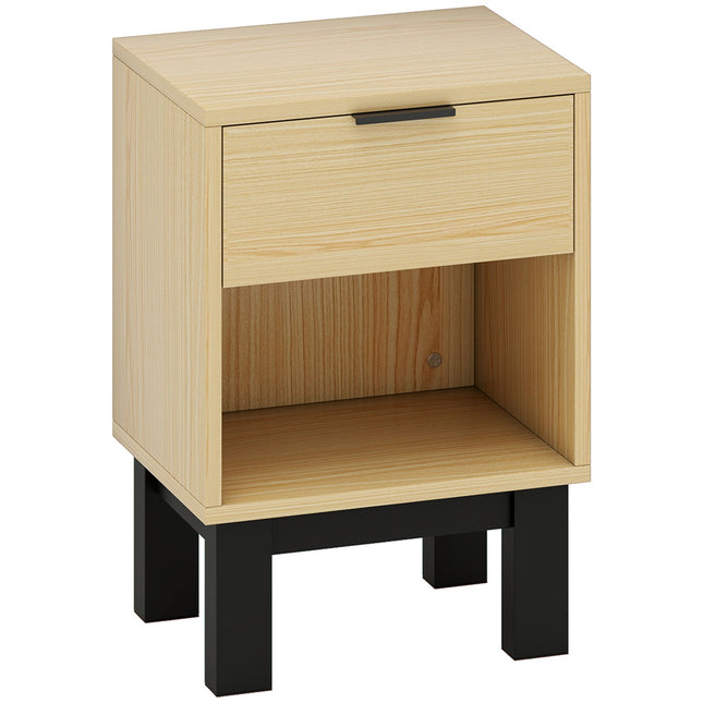 Nachtkastje met lade en plank, eiken, 35 x 26 x 50 cm