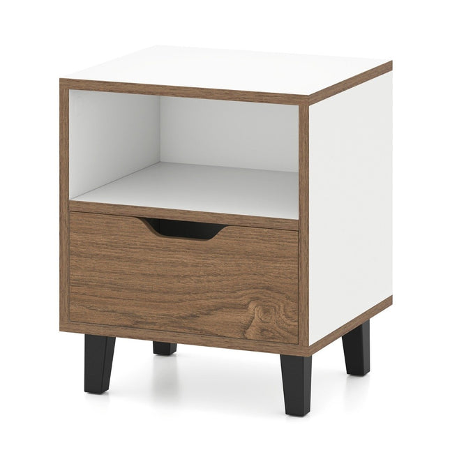 Nachtkastje met open plank en lade - Compacte bijzettafel