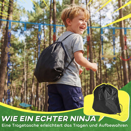 Ninja Slackline Kinder-Kletterseil-Set, 3-in-1 Schaukel, 100 kg Belastbarkeit