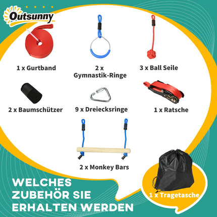 Ninja Slackline Set, 10M rope with obstacles for children