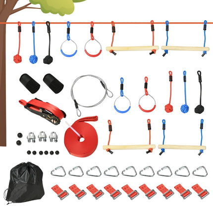 Ninja Slackline Set, 10M rope with obstacles for children