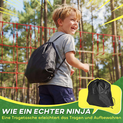 Ninja Slackline Set for Kids, 150x300 cm Climbing Net