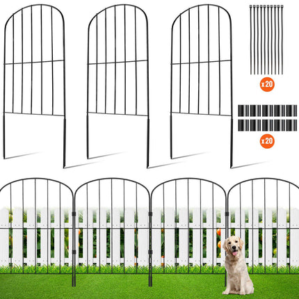 No-Dig Metal Garden Fence Panels, 24 Inch, 10 Pack