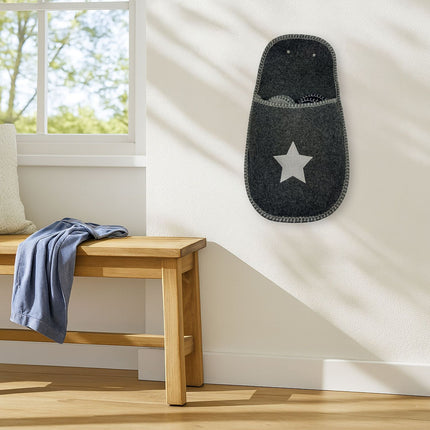 Non-Slip Felt House Slippers, 6 Pairs with Storage Bag