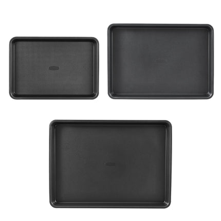 Nonstick Carbon Steel Baking Pan Set, 3-Piece, Silicone Handles