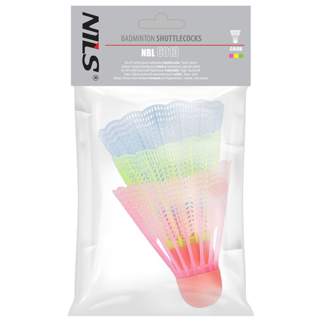 Nylon shuttlecocks, veelkleurig, 3-pack