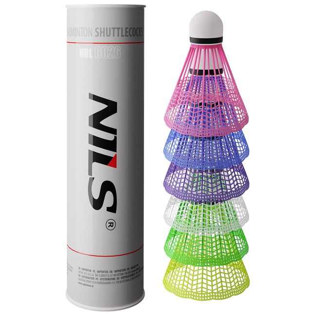 Nylon shuttlecocks, veelkleurig, 6 stuks