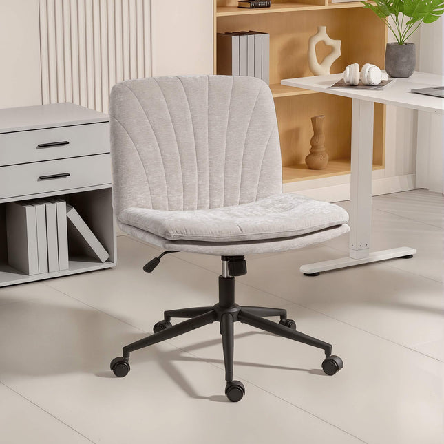 Office Chair, Armless Cross-Legged, Height Adjustable, Beige