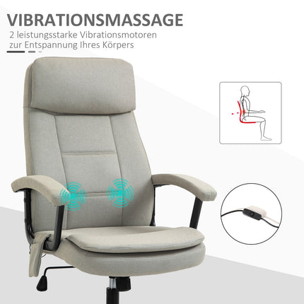 Gaming Office chair, lumbar massage, adjustable beige linen