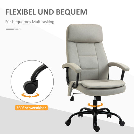 Gaming Office chair, lumbar massage, adjustable beige linen