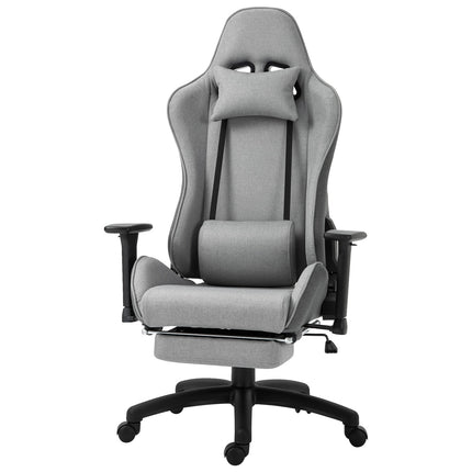 Ergonomic gray office chair with head and lumbar cushions