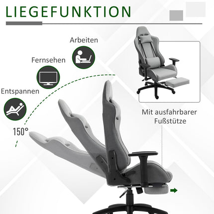Ergonomic gray office chair with head and lumbar cushions