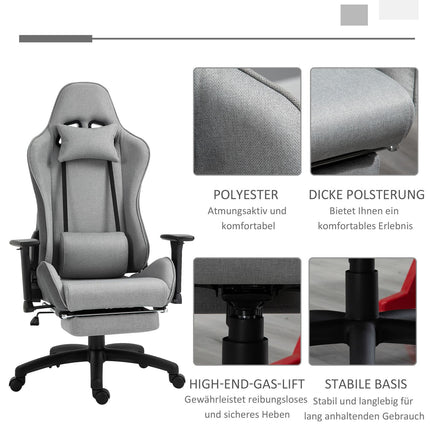 Ergonomic gray office chair with head and lumbar cushions