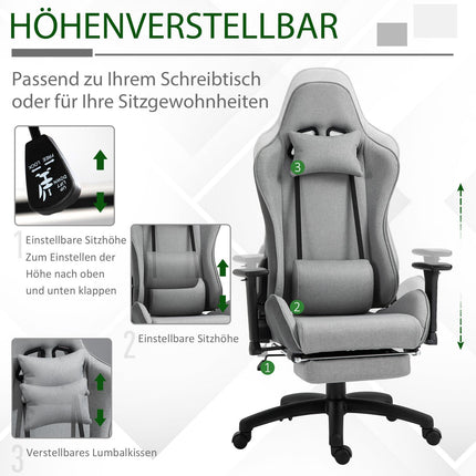 Ergonomic gray office chair with head and lumbar cushions