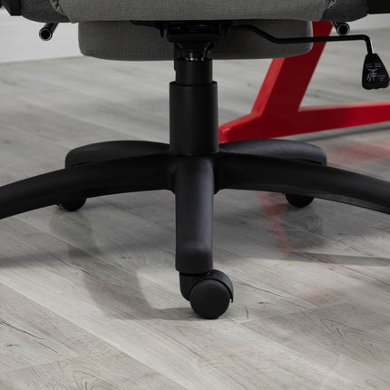 Ergonomic gray office chair with head and lumbar cushions