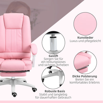 Pink faux leather office chair - reclining, adjustable height