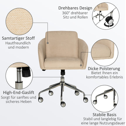 Ergonomic beige office chair - adjustable height, swivel
