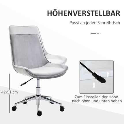 Desk chair, height adjustable, 360° rotatable, velvet grey