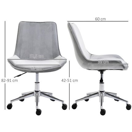 Desk chair, height adjustable, 360° rotatable, velvet grey