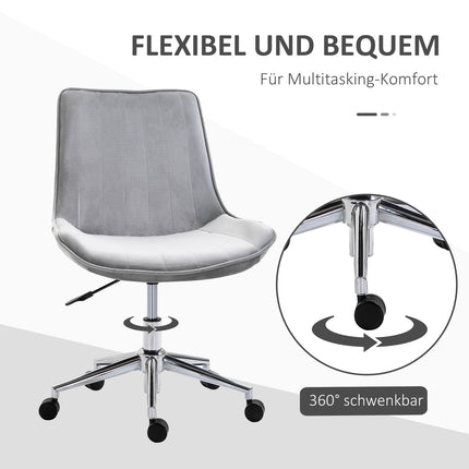 Desk chair, height adjustable, 360° rotatable, velvet grey
