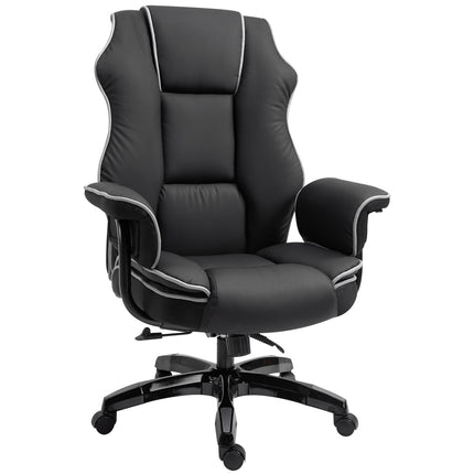 Ergonomic office chair in black artificial leather, adjustable with armrests