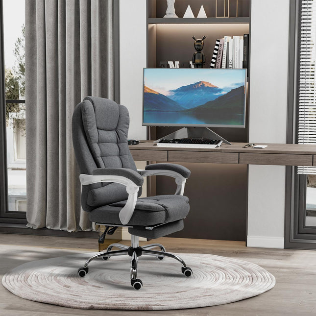 Office chair with footrest, height adjustable, linen look
