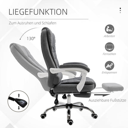 Office chair with footrest, height adjustable, linen look