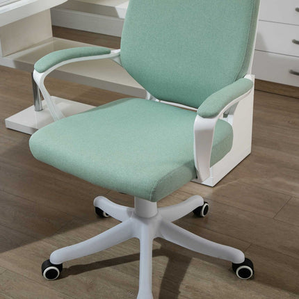 Ergonomic green & white office chair, tilt function, 360° rotatable