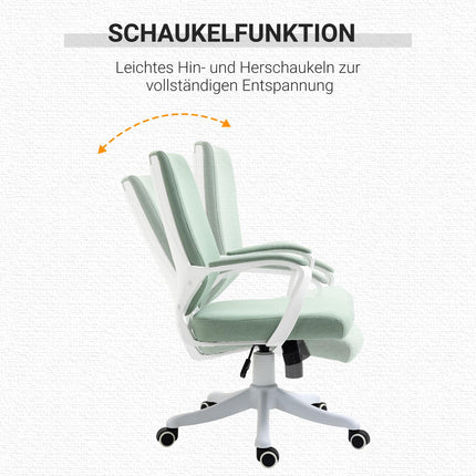 Ergonomic green & white office chair, tilt function, 360° rotatable