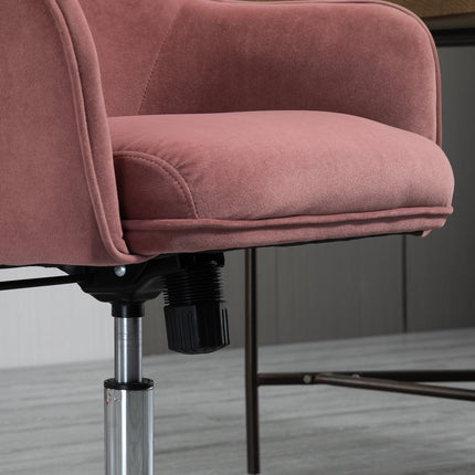 Red Velvet Office Chair with Rocker, adjustable height