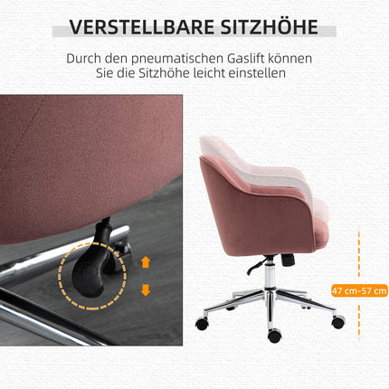 Red Velvet Office Chair with Rocker, adjustable height