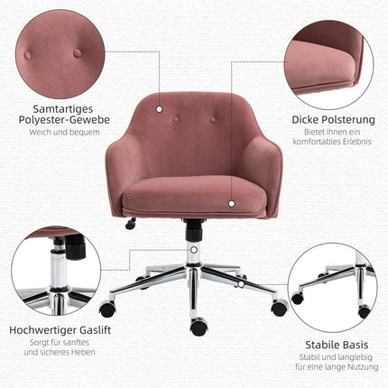 Red Velvet Office Chair with Rocker, adjustable height