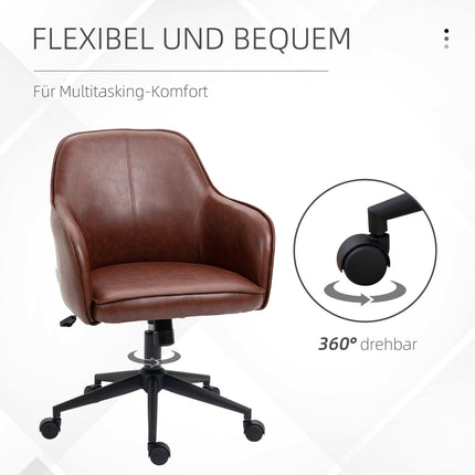 Adjustable office chair, synthetic leather, rocking, brown