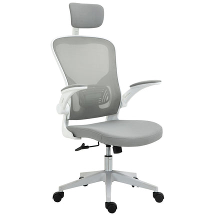 Ergonomic office chair, high back with lumbar support, gray