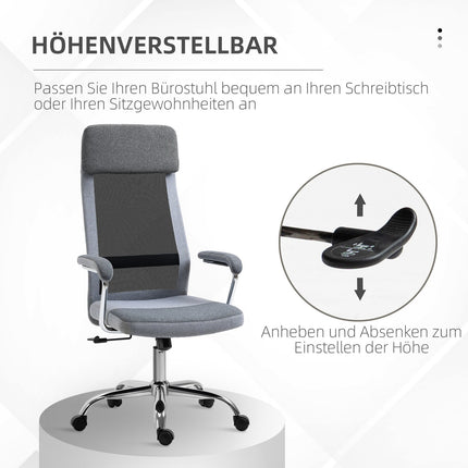 Ergonomic office chair, adjustable with headrest, light grey