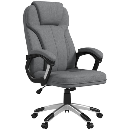 Ergonomic office chair - adjustable height, gray linen, headrest