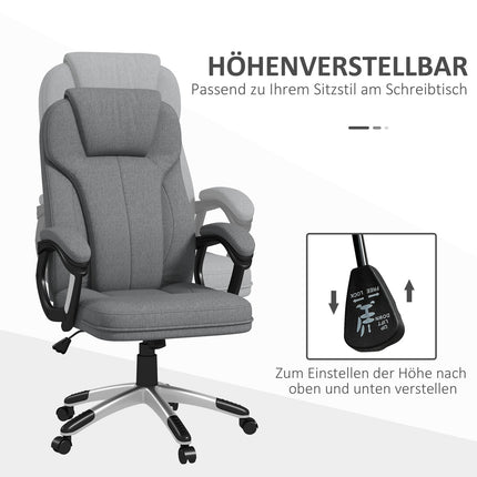 Ergonomic office chair - adjustable height, gray linen, headrest